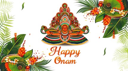 Wall Mural - vector illustration of onam. Kerala Onam Greeting Card. illustration