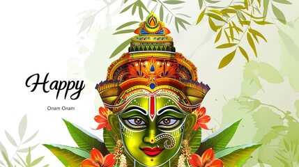 Wall Mural - vector illustration of onam. Kerala Onam Greeting Card. illustration