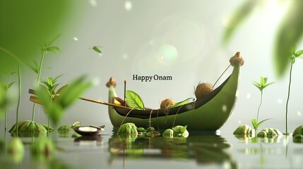 Wall Mural - vector illustration of onam. Kerala Onam Greeting Card. illustration