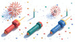No fireworks isometric left top view 3D icon Hand drawn