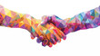 Polygonal handshake low poly art about partnership