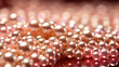 Background of golden pearls close-up, selective focus