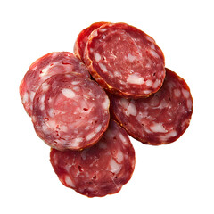 Wall Mural - Salami slice top view isolated on transparent background