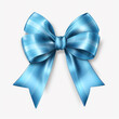 Blue silk ribbon bow.