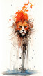 Modern color poster with a Lion in splashes of paint.
