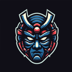 Wall Mural - vector illustration esport logo of japanese mask 