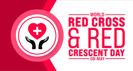 Wall Mural - 8 May World Red Cross and Red Crescent Day background template. Holiday concept. use to background, banner, placard, card, and poster design template with text inscription and standard color. vector