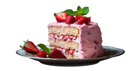 Wall Mural - Yummy Strawberry Cake Isolated On White Background