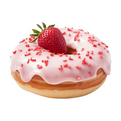 Wall Mural - Delicious Strawberry donut Isolated On White Background