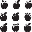 set of silhouette apples vector isolated on the white artboard