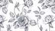 Botanical seamless pattern with blooming English rose