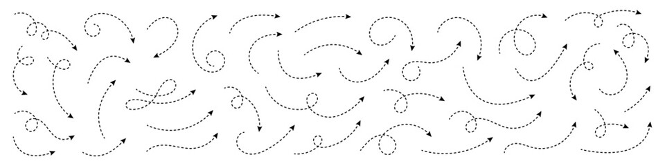 Wall Mural - Curved dotted arrow. Zigzag arrow stripes design with dotted lines.