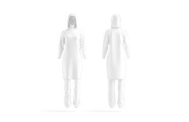 Wall Mural - Blank white burkini mockup, front and black view