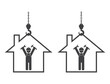crane hook with house and worker