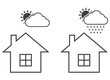 house with sun cloud rain icon