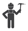 worker with hammer and nail icon