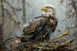 Majestic Bald Eagle in Nest with Eaglet Generative AI