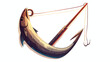 Fishing hook icon on a white background 2d flat car