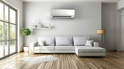 Wall Mural - Minimalist living room with sofa and air conditioner