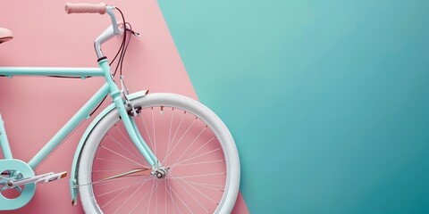 Poster - A pink and blue bicycle is displayed on a pink and blue background