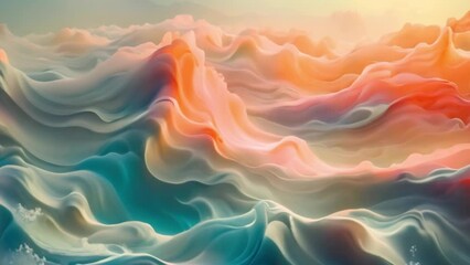 Aufkleber - Vivid Sunset Over Undulating Ocean Waves
