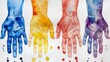 Vibrant Handprint Art in Watercolor Paints Generative AI