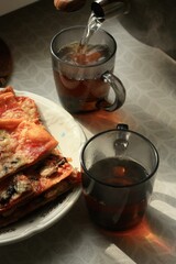 Canvas Print - Hot tea on the table