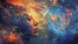 Artistic representation of a human profile blended with a vivid cosmic landscape, symbolizing deep universal connection