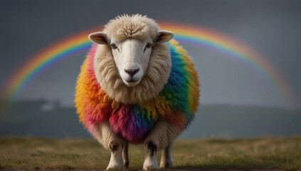 A_cute_sheep_with_rainbow