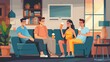 © Chandara - Relax, television and friends on a sofa with beer and popcorn for movie, film or streaming in their home. Group of people, watching tv and smile in living room together with entertainment on weekend