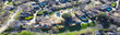 Panorama view subdivision suburban neighborhood with multiple cul-de-sac dead-end residential street shapes like keyholes outside Dallas DFW, Texas, aerial single family houses swimming pools