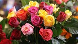Fototapeta Kwiaty - Bouquet of roses. Generative AI