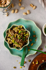 Wall Mural - Turkish pilaf with chicken liver and pistachios