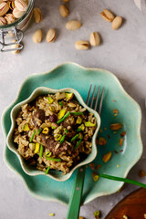 Canvas Print - Turkish pilaf with chicken liver and pistachios