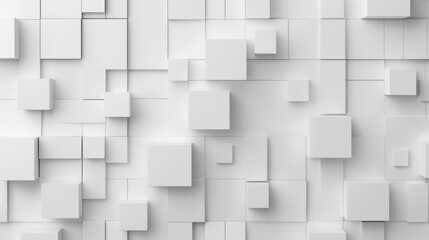 Fototapete - abstract geometric white bright 3d texture wall with squares and square cubes background banner illu
