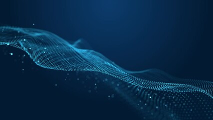 Wall Mural - smooth wave of moving particles. big data. 3d rendering.