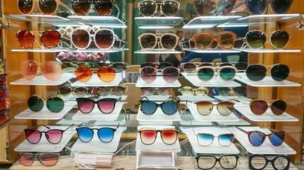 Various styles of eyewear on exhibit in the shop