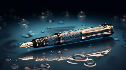 Wall Mural - A luxurious fountain pen gliding gracefully across the surface of a high-stakes contract, symbolizing the weight of pivotal business decisions