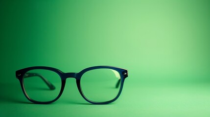 Canvas Print - glasses with a green backdrop for vision. Concept: fashionable glasses, vision test, optical store. banner featuring a design.