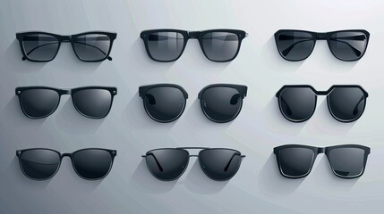 Sticker - sunglasses and glasses in the color grey vector set