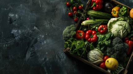 Canvas Print - Vegetable crate top view. Generative AI