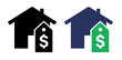 House sale with price tag icon set. Real estate market property economic investment.
