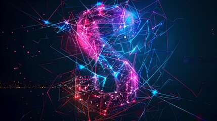 Wall Mural - dynamic digital abstract of connectivity and network. vibrant neon lines and nodes intertwining. con
