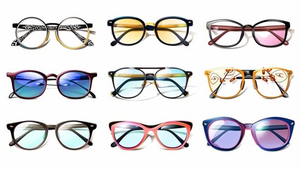 Canvas Print - Set on white background with various pairs of glasses