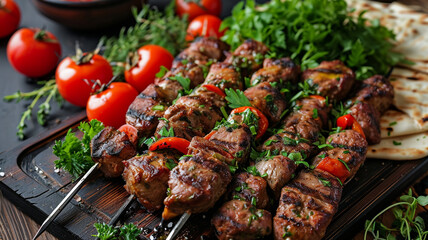 Wall Mural - An enticing image of a perfectly grilled Armenian barbecue