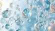 © visoot - A closeup of an abstract representation of the beauty and complexity in chemical, featuring clear bubbles representing different ingredients connected by thin strings or threads. Generative AI.