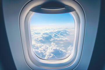 Canvas Print - view from the airplane window during a flight over the clouds