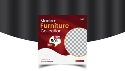 Wall Mural - Minimalist furniture and home interior sale banner or social media post template