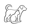 Pets icon cat with dog on white background.	