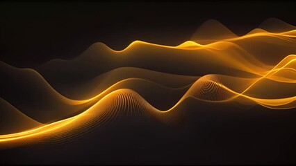 Fototapete - Black Background With Yellow Lines and Waves